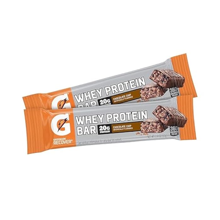Gatorade Whey Protein Recover Bar, Chocolate Chip, 2.8 Ounce Bars (12 Count) - Image 2