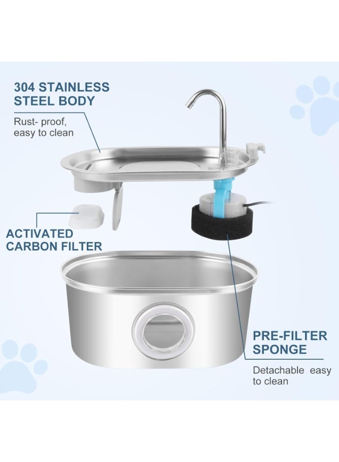 Flvzog Cat Water Fountain, 3.2L/108oz Pet Water Fountain Stainless Steel, Automatic Cat Fountain with Water Level Window, Quiet Pump, Dishwasher Safe Design - Image 2