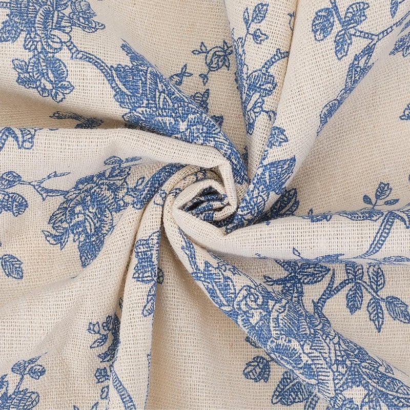 CABODYALS 63 Inch Flower Cotton Fabric By The Yard Bundles Linen Canvas Blend Soft Flowers Pattern White Floral Rectangle Fabric for Sewing Making Clothing Quilting Home Decor Cloth Accessories Crafts - Image 2