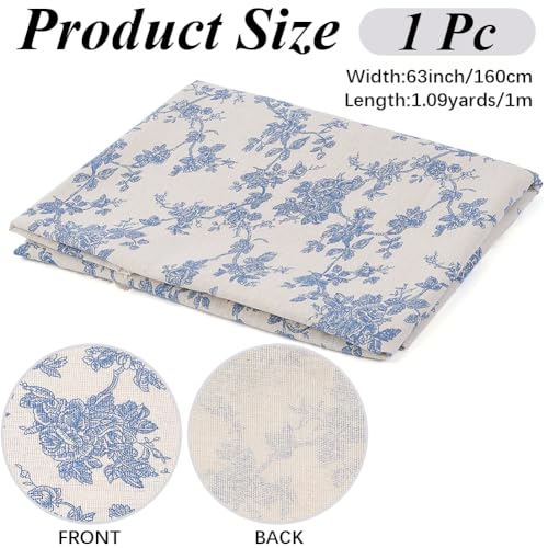 CABODYALS 63 Inch Flower Cotton Fabric By The Yard Bundles Linen Canvas Blend Soft Flowers Pattern White Floral Rectangle Fabric for Sewing Making Clothing Quilting Home Decor Cloth Accessories Crafts - Image 3