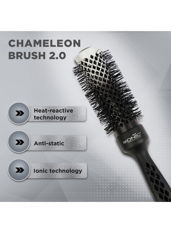 أي كونيك فرشاة أيكونيك الدائرية لتجفيف الشعر Chameleon CCB32 – بتقنية حرارية متفاعلة وأيونية، مضادة للتجعد، مناسبة للتموجات والتمليس والتنعيم وإضافة الحجم، للاستخدام الشخصي والمهني، ولجميع أنواع الشعر - Image 2