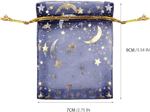 SUMAJU 100 Pieces Moon Star Organza Jewelry Candy Bags, 2.7x3.5 Inch Random Color Organza Favor Bags Gift Pouch with Drawstring for Christmas Wedding Party Stocking Stuffers - Image 3