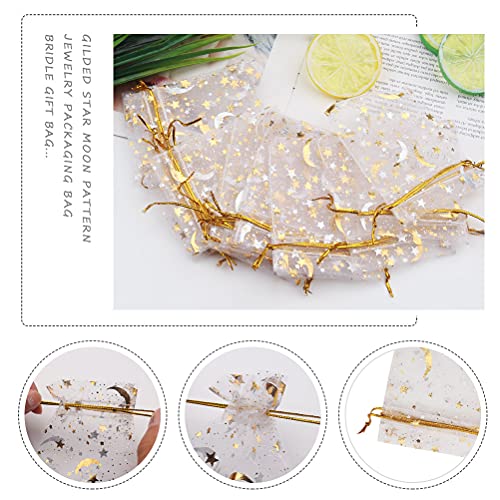 SUMAJU 100 Pieces Moon Star Organza Jewelry Candy Bags, 2.7x3.5 Inch Random Color Organza Favor Bags Gift Pouch with Drawstring for Christmas Wedding Party Stocking Stuffers - Image 4
