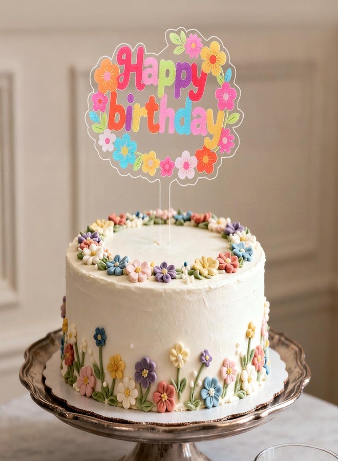 كوكو لاند زينة كعكة عيد ميلاد من كوكولاند - قطعة واحدة من زينة كعكة أكريليك على شكل زهرة ديزي عتيقة لحفلات استقبال المولود الجديد ومستلزمات حفلات أعياد الميلاد - Image 5