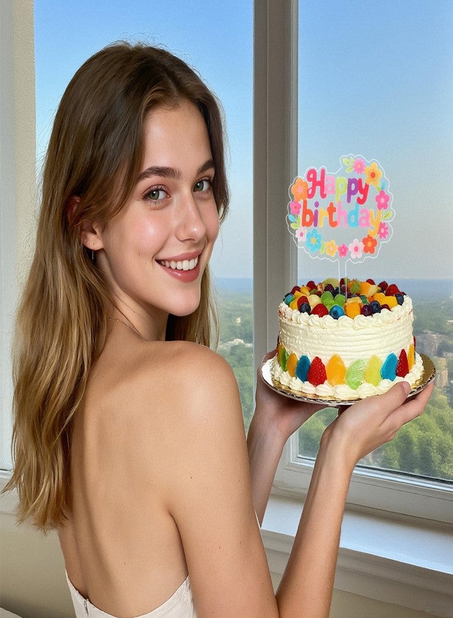 كوكو لاند زينة كعكة عيد ميلاد من كوكولاند - قطعة واحدة من زينة كعكة أكريليك على شكل زهرة ديزي عتيقة لحفلات استقبال المولود الجديد ومستلزمات حفلات أعياد الميلاد - Image 2