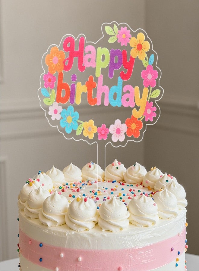 كوكو لاند زينة كعكة عيد ميلاد من كوكولاند - قطعة واحدة من زينة كعكة أكريليك على شكل زهرة ديزي عتيقة لحفلات استقبال المولود الجديد ومستلزمات حفلات أعياد الميلاد - Image 1