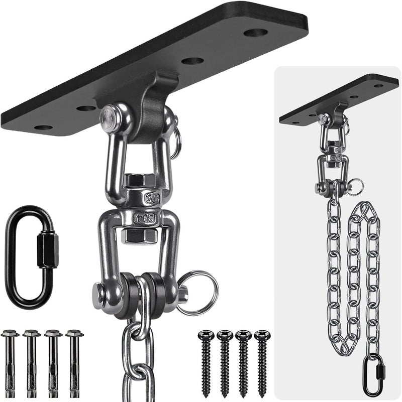 Dolibest Hanging Kits Hammock Chair Hardware, Heavy Duty Swing Hanger with Chain for Indoor Outdoor Playground Hanging Hammock Chair Punching Bags, 4 Screws, 600 LB Capacity, 3.28ft, 360° Rotation - Image 1
