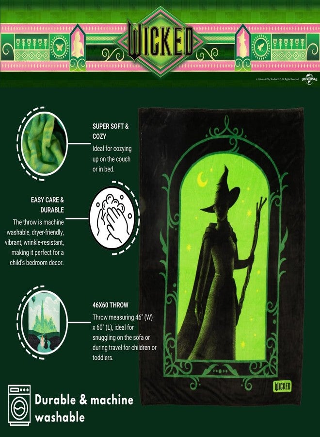 Franco Collectibles Wicked Elphaba Bedding Super Soft Cozy Throw, 46 in x 60 in, (Officially Licensed Product) - Image 2