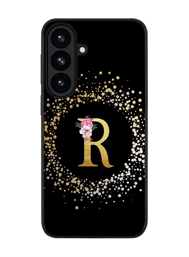 Stylizedd For Samsung Galaxy S26 Case,Slim fit Camera Protection, Shockproof Thin Phone cover  - Custom Monogram Floral - R ( Black ) - Image 1