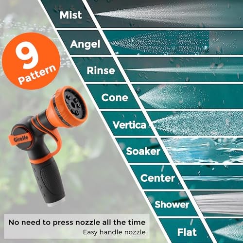 Giraffe Tools Retractable Garden Hose Reel 5/8 inch x 90 ft Hose Reels for Outside, Wall Mounted Water Hose Reel with 180 Deg Swivel Bracket, Any Length Lock, 9 Pattern Hose Nozzle - Image 5