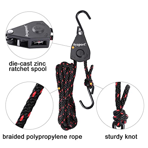 Ayaport Kayak Rope Tie Down Ratchet Straps Bow and Stern Ratcheting Tie Downs Rope Hanger Kayak and Canoe Accessories - Image 2