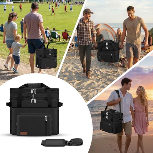 MIYCOO Cooler Bag Double Deck - 60 Can Leakproof Insulated Portable Soft Lunch Cooler, Extra Large Expandable Ice Chest Cooler for Beach, Picnic, Camping, Shopping - Image 2