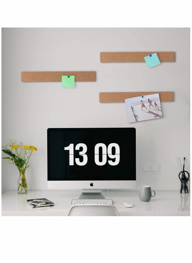 Generic Cork Board, Bulletin Board Bar Strip, 15"" x 2""- 1/2"" Thick, Frameless Cork Board Strips, with 35 Multi-Color Push Pins, Strong Self Adhesive Backing - 4 Pack  - Image 3