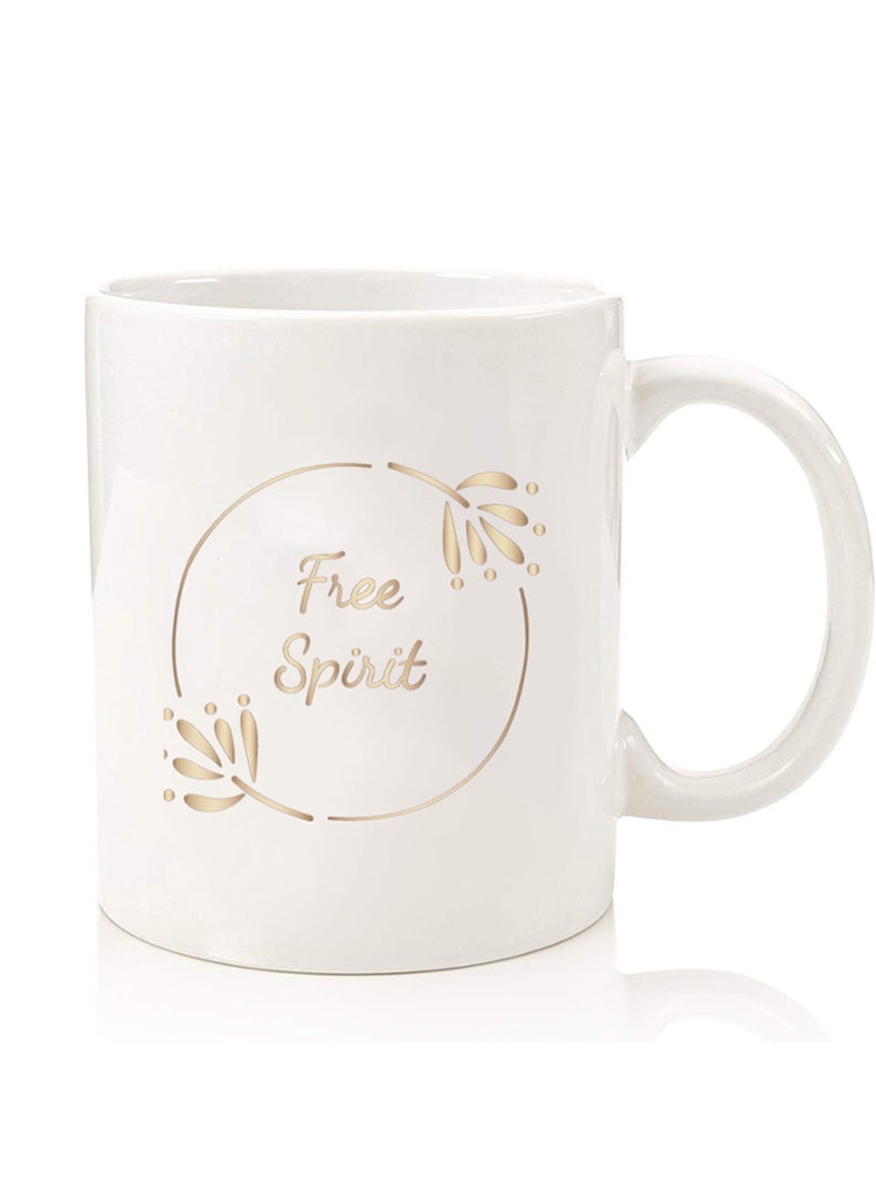 Theodor Premium Quality Two Sided Printed Coffee Mug Tea Cup For Home Office, Kids Men Women Free Spirit Circle - Image 1