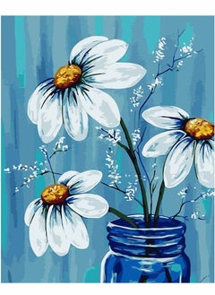DIY Acrylic Paint by Numbers Kit for Canvas Art Three Stunning Flower Designs with 3 Brushes & Bright Colors for Ages 812 Ideal Craft Activity 40x50cm