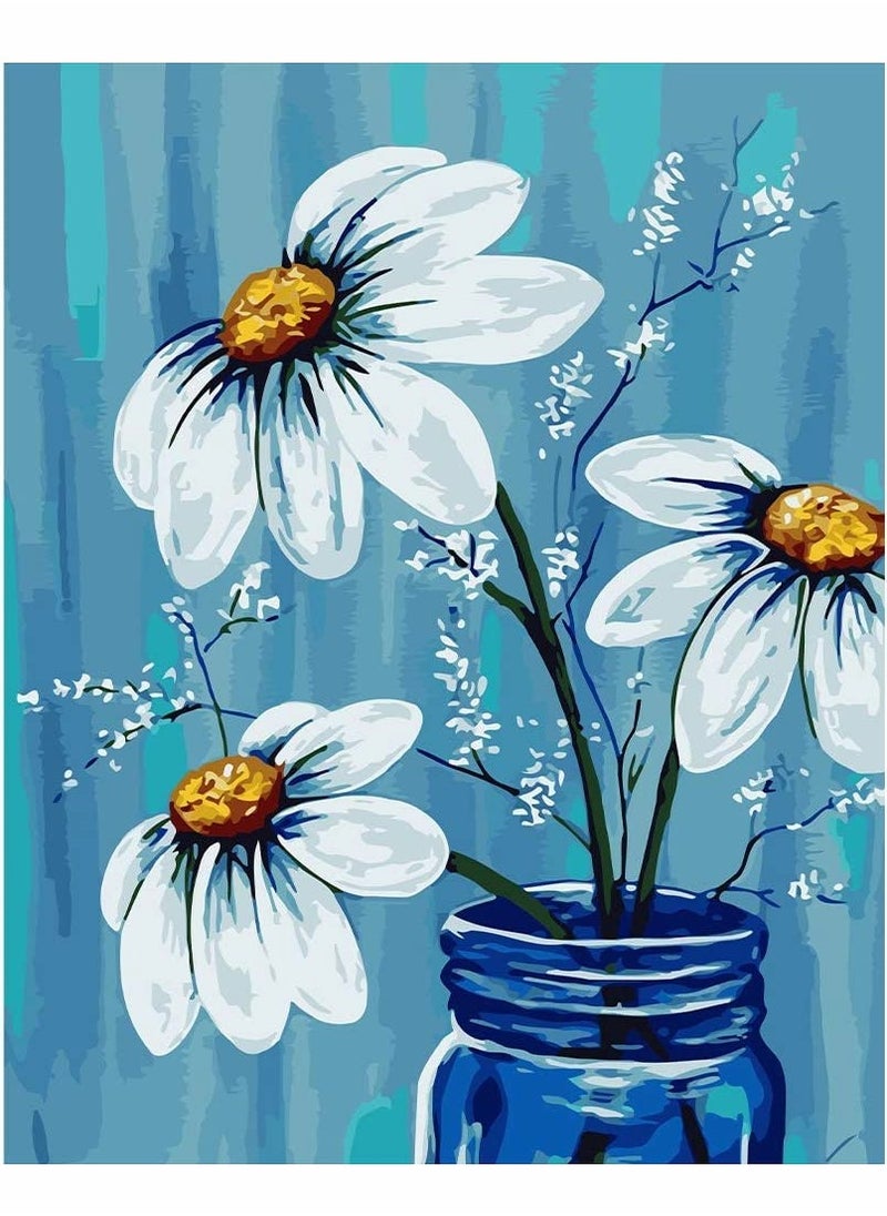 Generic - DIY Acrylic Paint by Numbers Kit for Canvas Art Three Stunning Flower Designs with 3 Brushes & Bright Colors for Ages 812 Ideal Craft Activity 40x50cm - Image 1