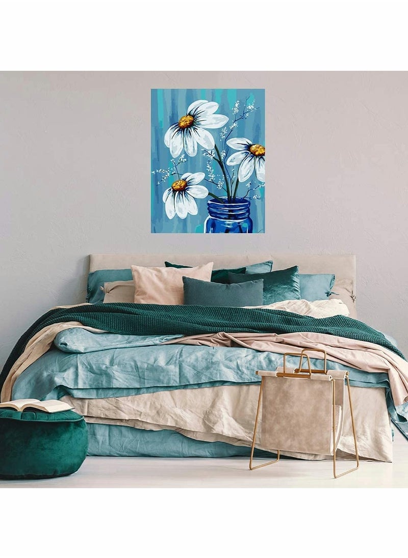 Generic - DIY Acrylic Paint by Numbers Kit for Canvas Art Three Stunning Flower Designs with 3 Brushes & Bright Colors for Ages 812 Ideal Craft Activity 40x50cm - Image 1