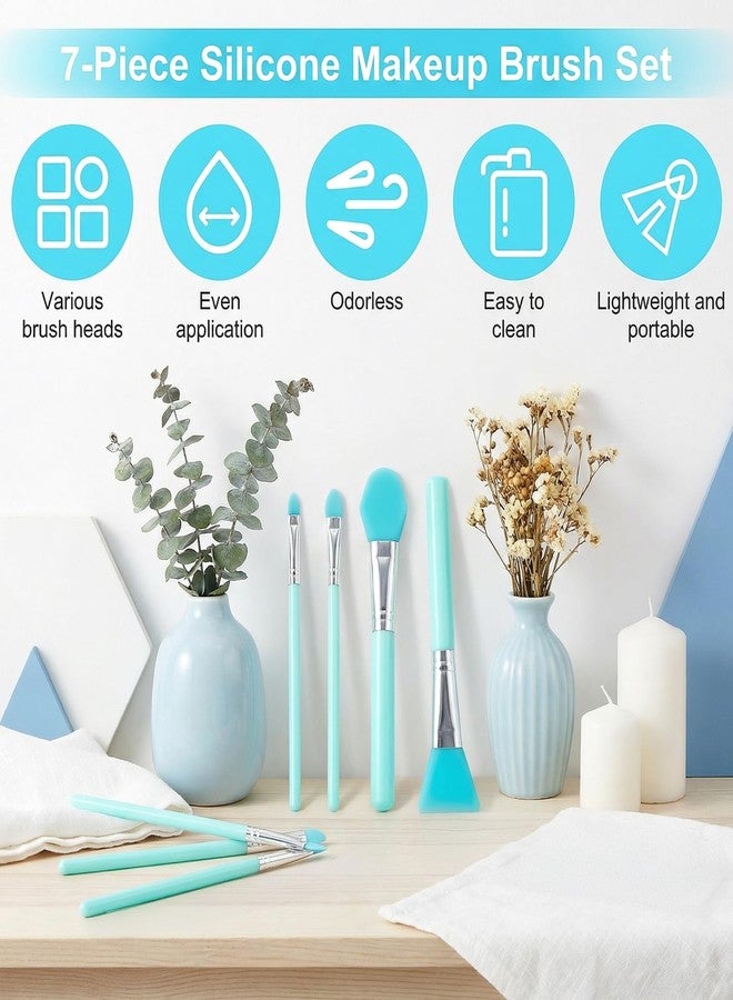 Thrymme 7 Pcs Silicone Brushes for Crafts, Silicone Applicator, Makeup Brush Set for UV Resin Epoxy Art Crafts and Cream Makeup Products, Green - Image 4