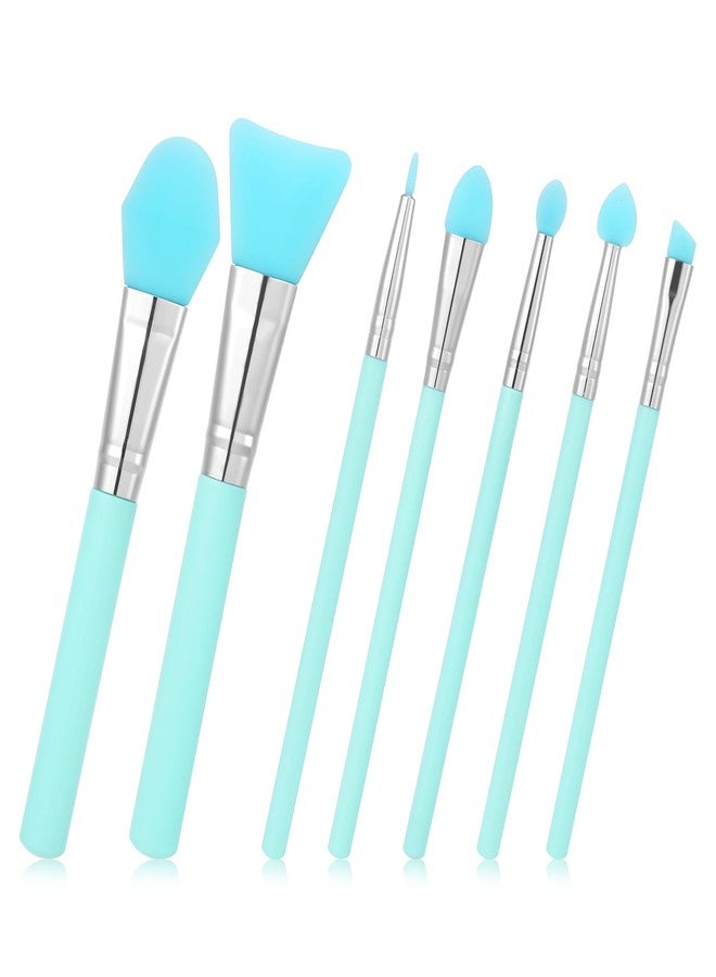 Thrymme 7 Pcs Silicone Brushes for Crafts, Silicone Applicator, Makeup Brush Set for UV Resin Epoxy Art Crafts and Cream Makeup Products, Green - Image 1