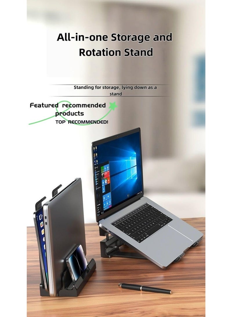 YelaJoy Vertical laptop stand, Computer Stand, suitable for MacBook Pro and MacBook Air office desk accessories adjustable, adjustable, supports up to 17.3-inch laptop riser, Standing Notebook Holder, Black - Image 3