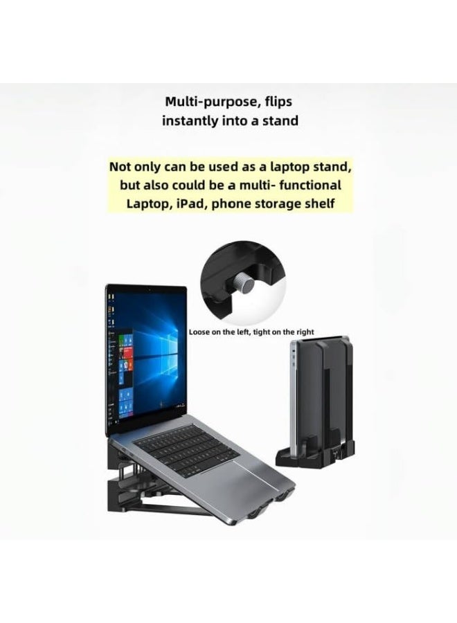 YelaJoy Vertical laptop stand, Computer Stand, suitable for MacBook Pro and MacBook Air office desk accessories adjustable, adjustable, supports up to 17.3-inch laptop riser, Standing Notebook Holder, Black - Image 5