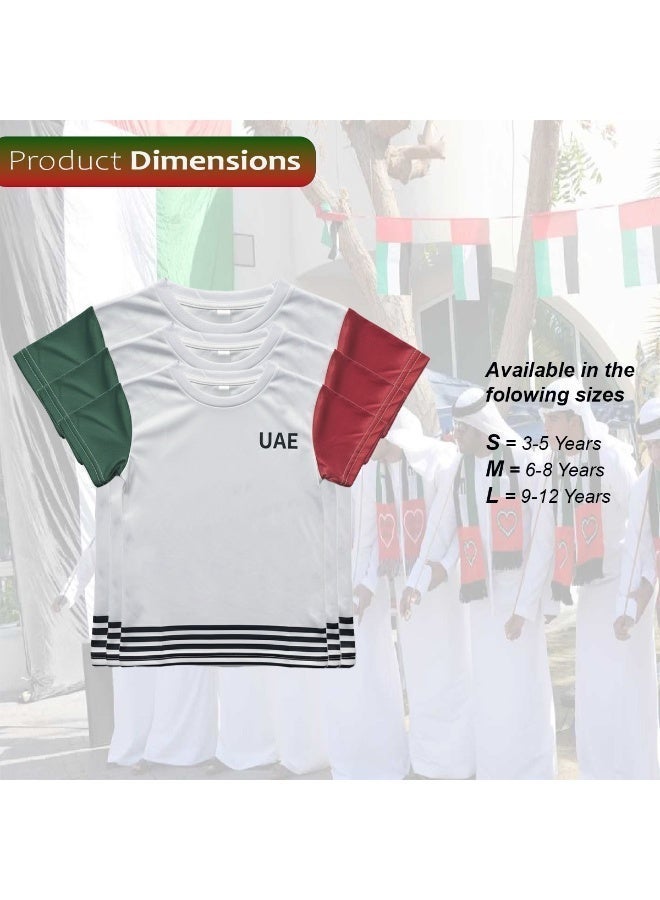 المنزل الذكي هوم سمارت قميص أبيض بنقشة علم اليوم الوطني مع قبعة للأطفال احتفل باليوم الوطني لدولة الإمارات العربية المتحدة بأناقة الزي الوطني لدولة الإمارات العربية المتحدة للمناسبات الوطنية الاحتفالية - Image 2