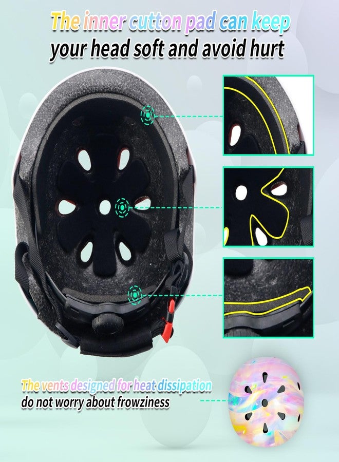 JIFAR Bike Helmet Set with Knee Pads Elbow Pads Wrist Guards,Adjustable Helmet Protection Gear Set for Girl Kids&Youth,Protective Gear Set for Sport Cycling Bike Roller Skating Scooter - Image 5
