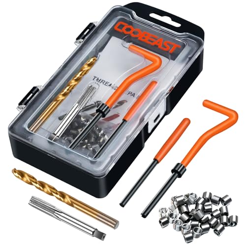 coobeast Thread Repair Kit, Thread Repair Tool with HSS Drill Bit & 30pcs 304 Stainless Steel Inserts, Complete Helicoil Rethreading Tool Set for Automotive Engine with Portable Carry Case M6x1.0 - Image 1