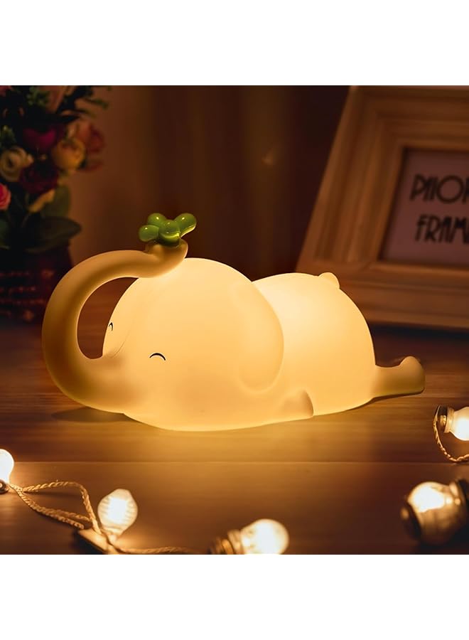 The Bros The Elephant Leg Lamp,Rechargeable Cute Lamp with 3-Level Brightness,Silicone LED Baby Night Light,Cute Night Light for Baby Nursery,Bedroom and Study Desk (Elephant) - Image 1