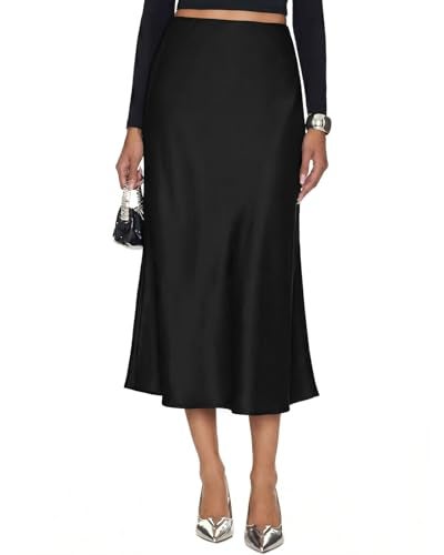 Yewanka Women's Silk Satin Midi Skirt Elastic High Waisted A-Line Cheetah Print Leopard Long Skirts for Women Trendy - Image 1