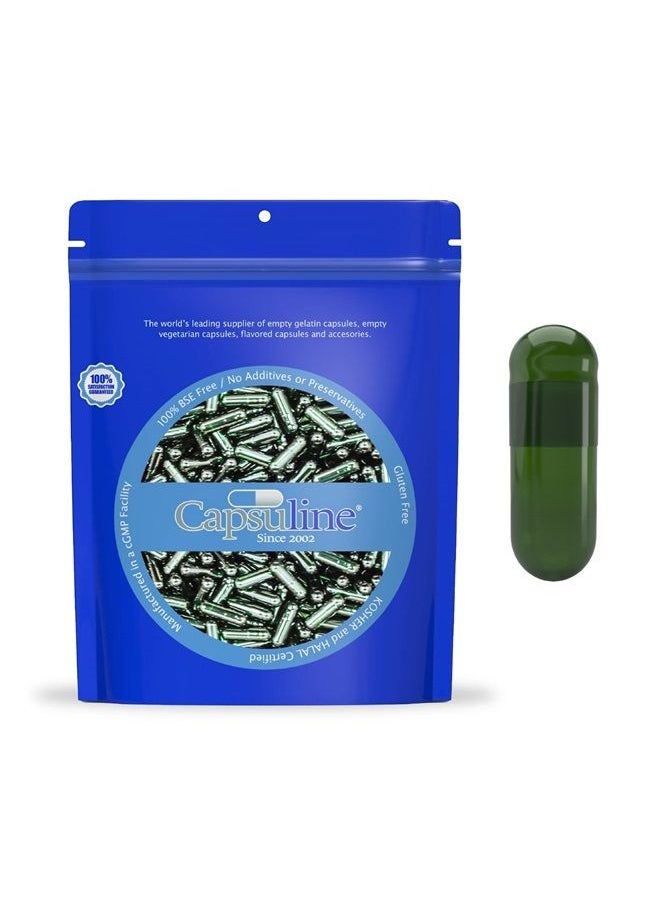 Chlorophyll Colored Size 0 Empty Vegan Capsules - 1000 Count - Empty Veggie Pill Capsules - DIY Vegetable Capsule Filling - Empty Caps - Kosher and Halal Certified (Green)