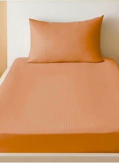 MAXQON Fitted Elastic Bedsheet Set With Pillow Covers, King/Queen/Double/Single Sizes, Color Peach  - Image 4