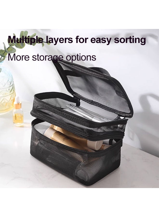 Makeup Bag,Portable Cosmetic Bag,Large Capacity Travel Makeup Bag for Women,Toiletry Bag  Makeup Case Organizer for Girls With Handle and Divider, Beautiful Travel Organizing Toiletry Bag,Soft Touch, Waterproof, Black - women's makeup bag, travel makeup bag, storage bag, personal care bag, portable bag(Black） - Image 5