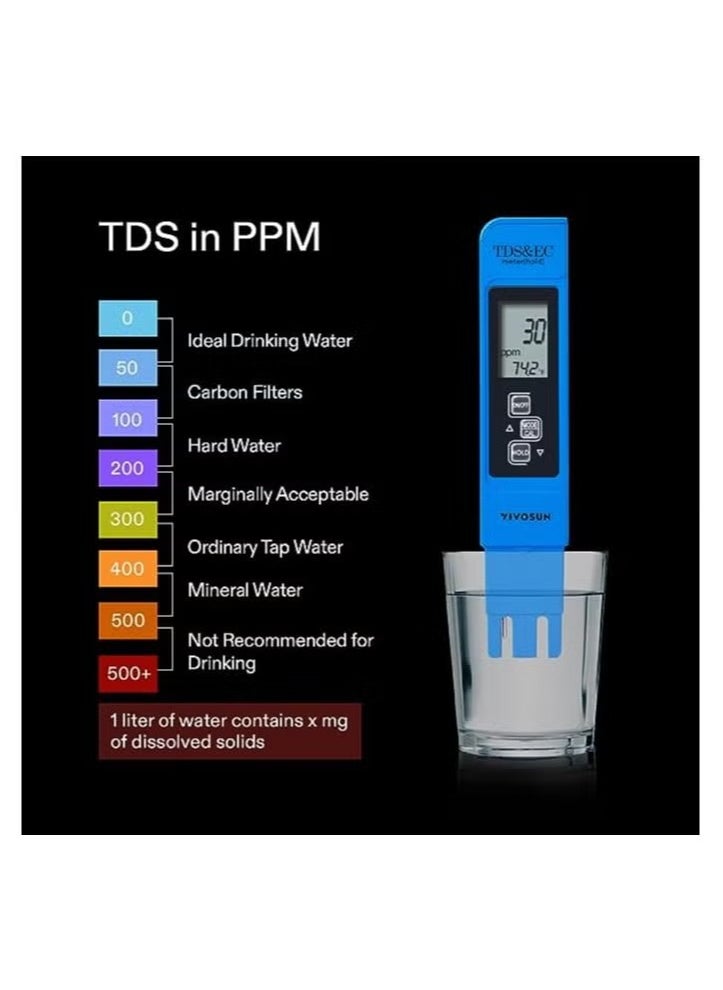 ماركة غير محددة VIVOSUN Ph و TDS متر كومبو 0.05ph عالية الدقة القلم نوع درجة الحموضة متر ± 2٪ دقة القراءة 3 في 1 TDS EC مقياس درجة الحرارة للزراعة المائية الشرب المنزلي وحوض السمك  - Image 3