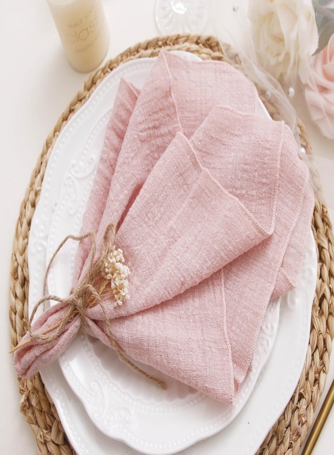 JINVASE Dinner Cloth Napkins Set of 10,Gauze Napkins 100% Soft Cotton,Washable Spring Easter Cloth Napkins for Wedding Decorative Bridal Shower Family Everyday Use,40 * 40cm (16 * 16 inches),Dusty Pink - Image 1