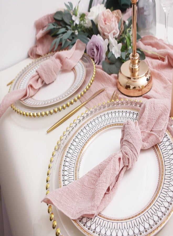 JINVASE Dinner Cloth Napkins Set of 10,Gauze Napkins 100% Soft Cotton,Washable Spring Easter Cloth Napkins for Wedding Decorative Bridal Shower Family Everyday Use,40 * 40cm (16 * 16 inches),Dusty Pink - Image 5