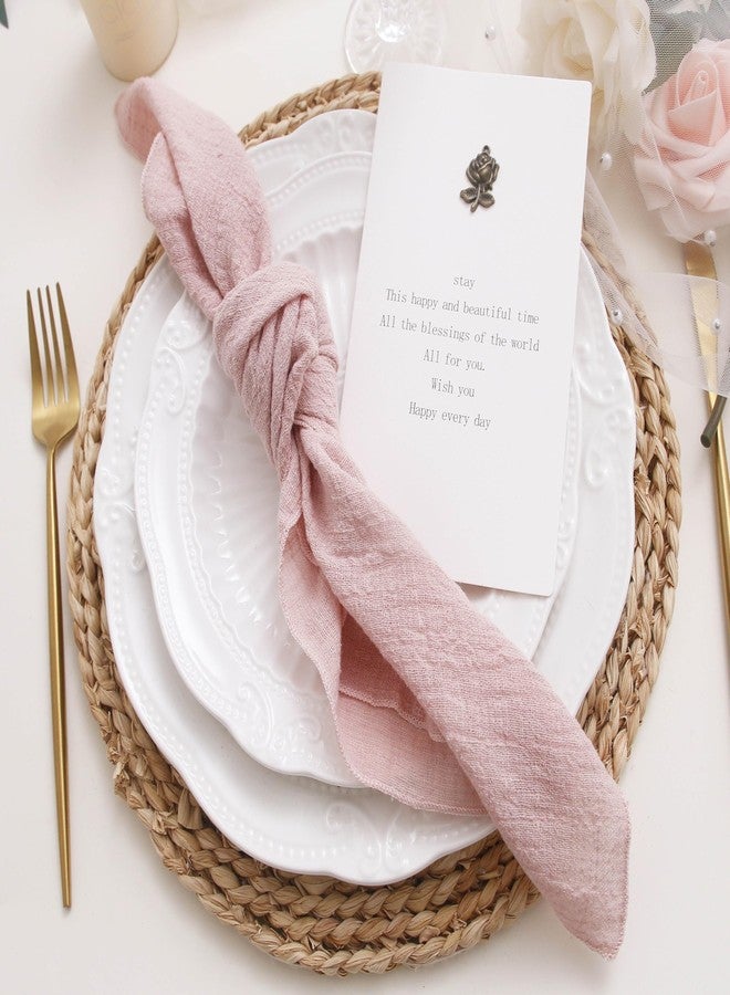 JINVASE Dinner Cloth Napkins Set of 10,Gauze Napkins 100% Soft Cotton,Washable Spring Easter Cloth Napkins for Wedding Decorative Bridal Shower Family Everyday Use,40 * 40cm (16 * 16 inches),Dusty Pink - Image 3