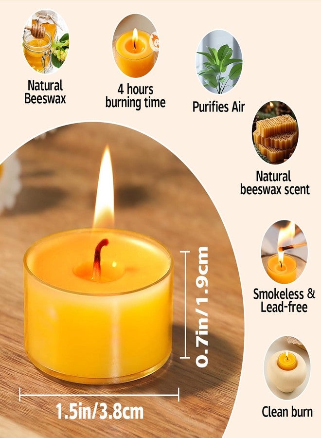 Tivcck 24 Pack Beeswax Tealight Candles,Natural Beeswax Candles Bulk 4 Hour Burn Time,Yellow Tea Lights Candle for Home Decoration,Wedding,Party, Centerpiece - Image 2