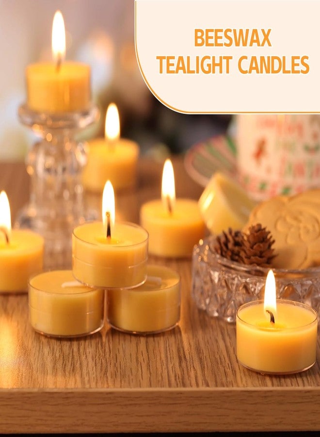 Tivcck 24 Pack Beeswax Tealight Candles,Natural Beeswax Candles Bulk 4 Hour Burn Time,Yellow Tea Lights Candle for Home Decoration,Wedding,Party, Centerpiece - Image 3
