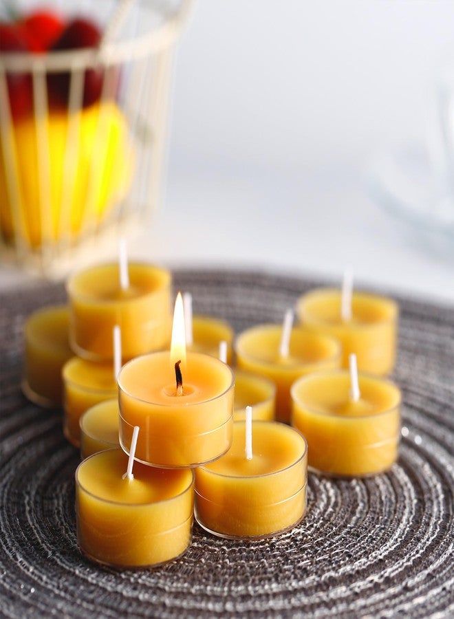 Tivcck 24 Pack Beeswax Tealight Candles,Natural Beeswax Candles Bulk 4 Hour Burn Time,Yellow Tea Lights Candle for Home Decoration,Wedding,Party, Centerpiece - Image 5