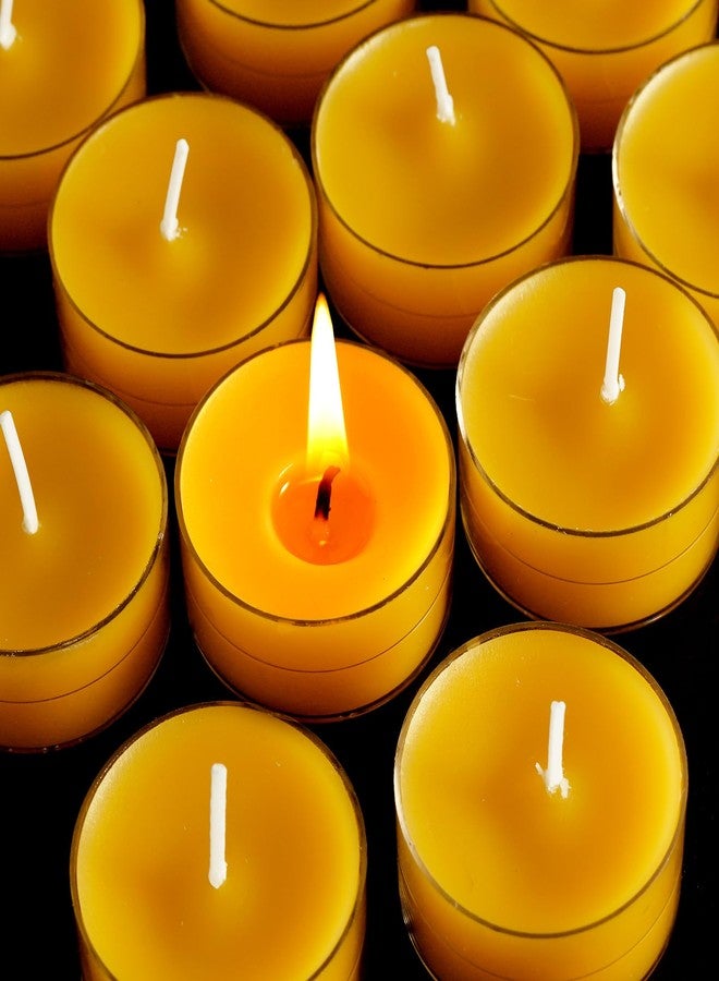 Tivcck 24 Pack Beeswax Tealight Candles,Natural Beeswax Candles Bulk 4 Hour Burn Time,Yellow Tea Lights Candle for Home Decoration,Wedding,Party, Centerpiece - Image 1