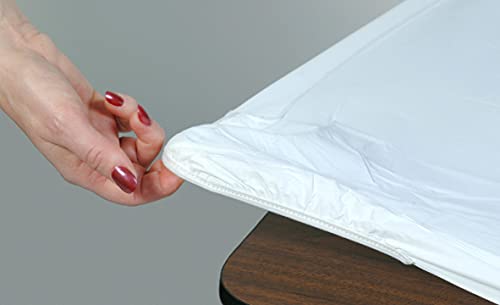 Kwik-Covers KwikCovers 8 Rectangular Plastic Table Covers 30 x 96 8 Feet Bundle of 10  Indoor or Outdoor Fitted Table Covers for Banquet Tables 10 Pack White 