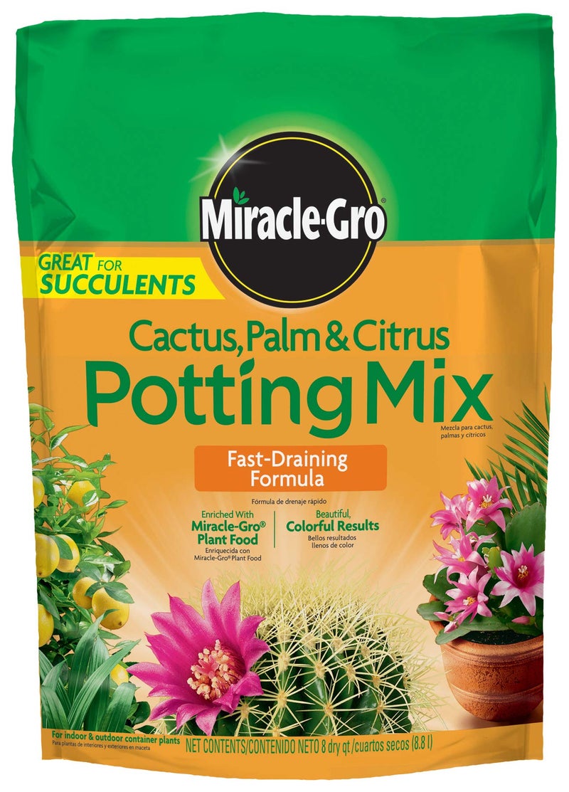 Miracle-Gro Cactus, Palm and Citrus Potting Mix, For Indoor or Outdoor Potted Plants, Great for Succulents, 8 qt. - Image 1