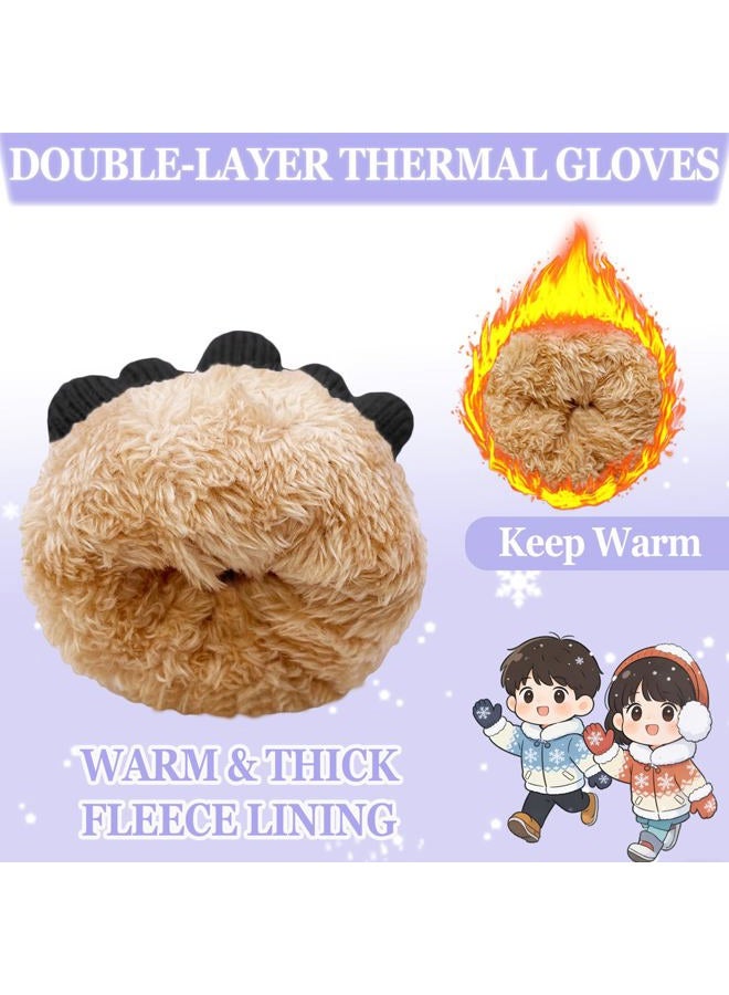 HopSooken Kids Winter Gloves for Boys Girls Fleece Knitted Warm Snow Gloves Thermal Children Mittens 5-10 years, Black, one size - Image 3