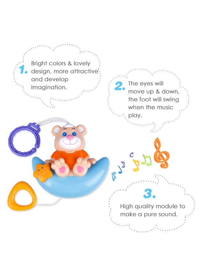 COGNIKIDS دب موسيقي لعبة جرس السحب | لعبة معلقة على السرير مع موسيقى مهدئة لطيفة | لعبة مهدئة خالية من BPA للأطفال من 0+ أشهر | لعبة موبايل حيوانات موسيقية قابلة للسحب - Image 5