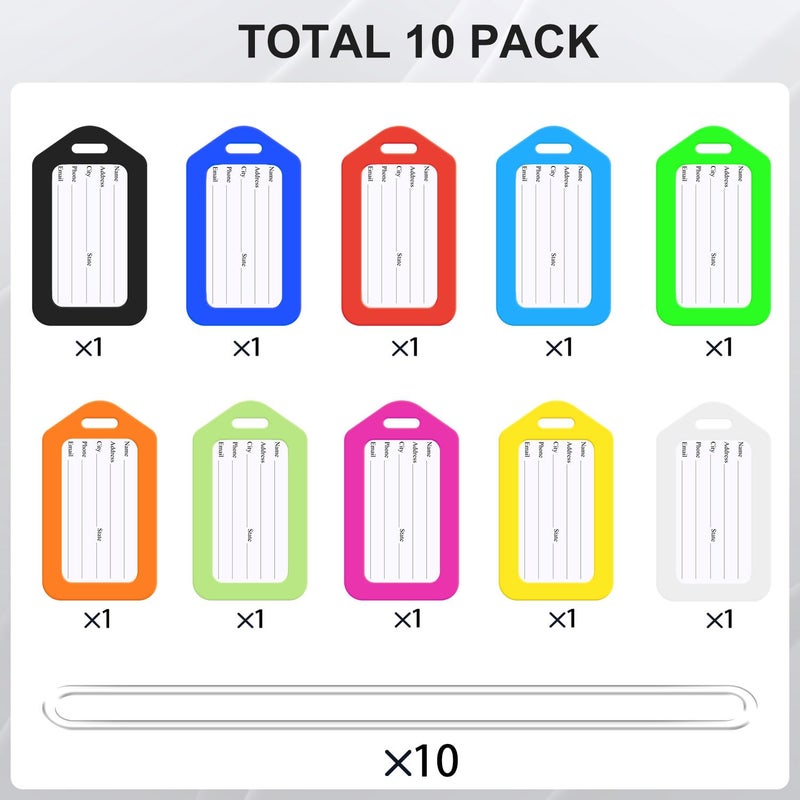 Sodsay 10 Pack Luggage Tag Bright Luggage Tags for Suitcases Bag Tags Name Tags for Kids Travel Accessories Must Haves by Sodsay (Colorful) - Image 2