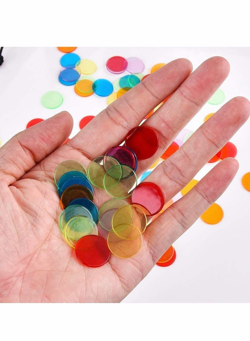 واي آند دي 240 Transparent 6 Color Clear Bingo Counting Chip Plastic Markers, for Kindergarten, Sensory Play and Light Panels (Multicolored) - Image 4