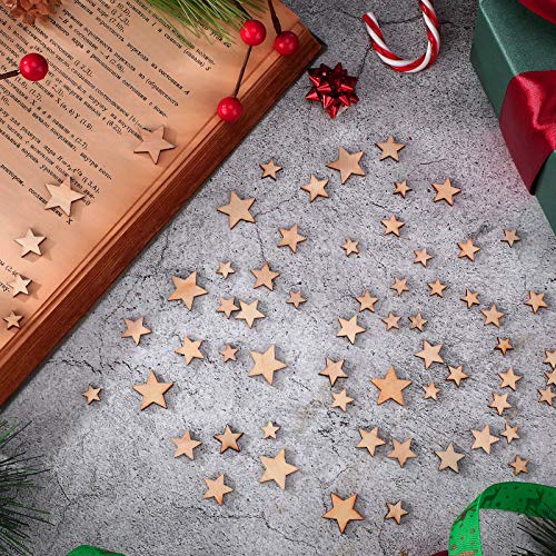 Syhood 800 Pieces Small Wooden Stars Blank Wooden Star Slices Mini Embellishments Assorted Size Ornament for DIY Craft Making Supplies - Image 2