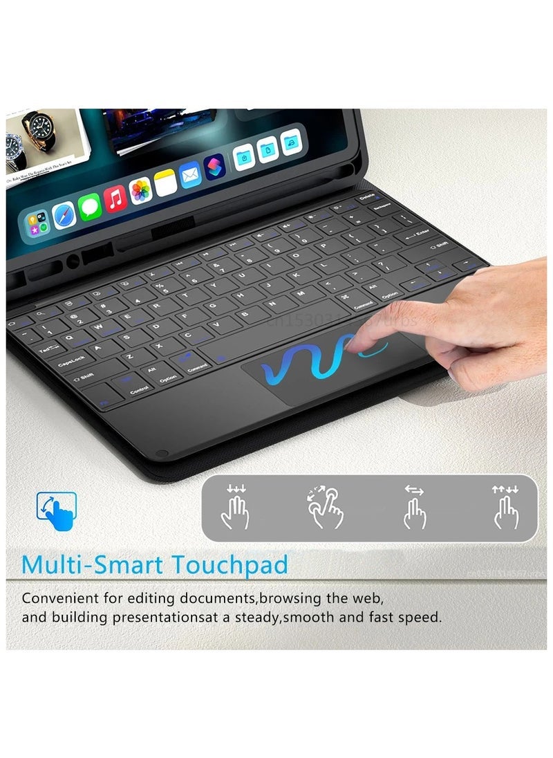 ELTRAZONE iPad Air 13" (2024) M2 Wireless Keyboard with Touchpad | Smart Keyboard Case for Ultimate Protection & Productivity | Multi-Functional Bluetooth Keyboard with Responsive Trackpad | Slim, Lightweight Design for Enhanced Typing Experience - Image 4