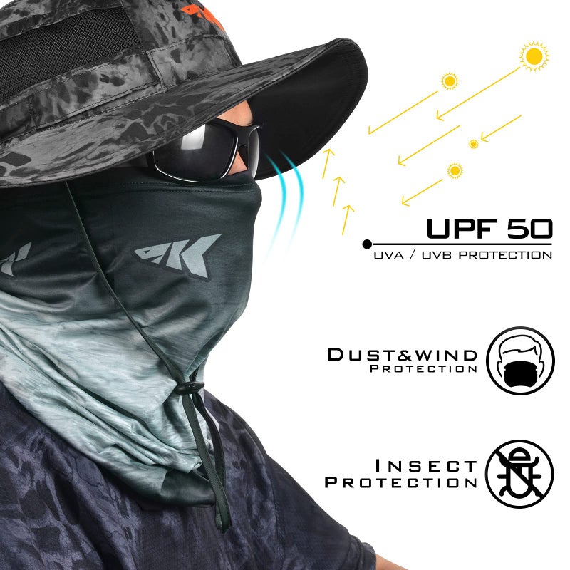Kastking كاست كينغ سول أرميس غطاء الرقبة - قناع صيد UPF 50 - غطاء وجه لحماية الشمس من الأشعة فوق البنفسجية للرجال والنساء، أسود-رمادي متدرج - Image 2